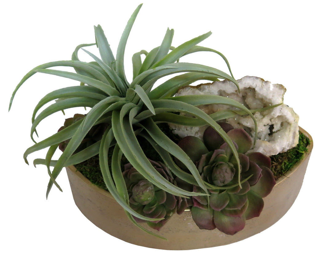 Succulents and Geode in Bowl