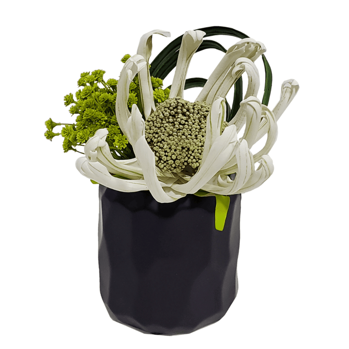 Foam Daisy, Baby's Breath and Looped Leaf in Ceramic 8"H - LDF Silk