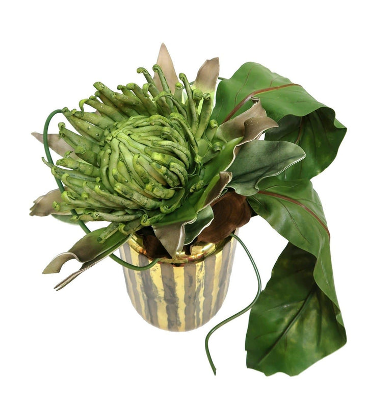Foam Protea with Tropical Leaves and Wood Ear Mushroom in Cylinder - LDF Silksucculents