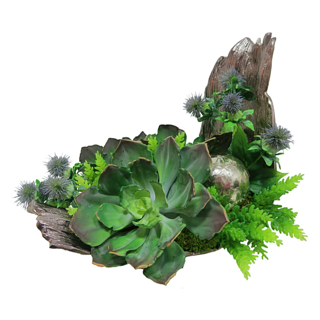 Large Succulent with Safflower and Sedum in Container - LDF SilkSucculent
