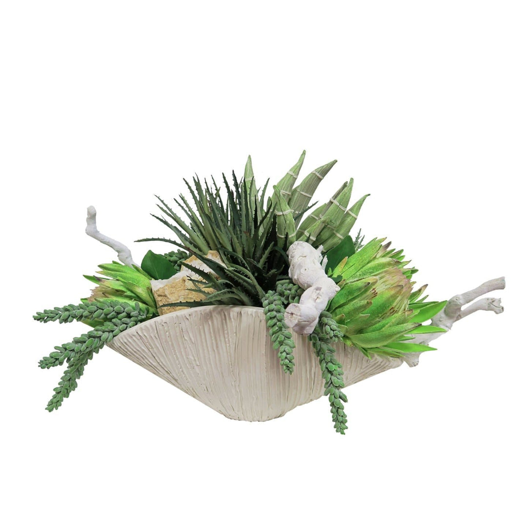 Mixed Succulents and Wood in Ceramic - LDF Silk