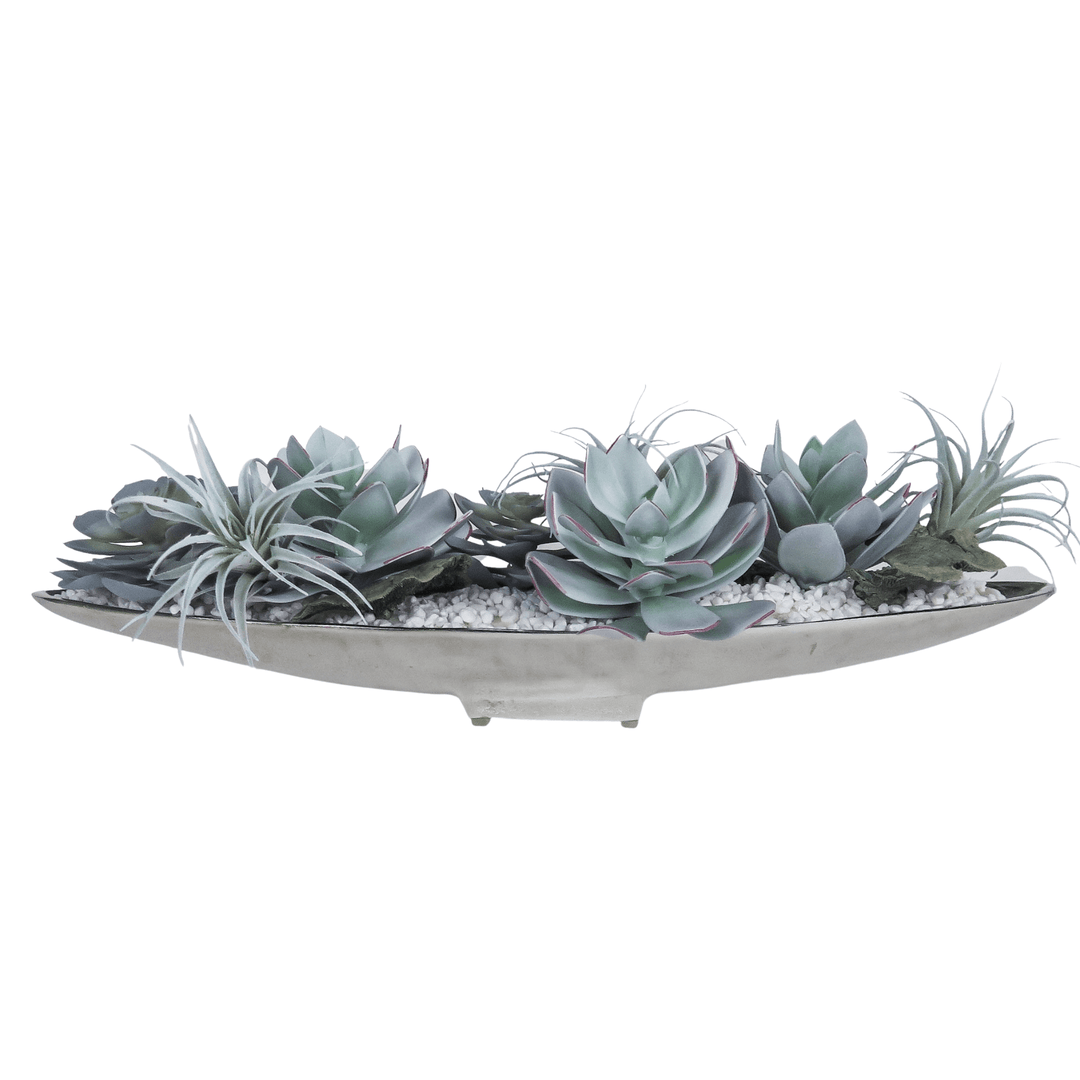 Mixed Succulents with Pebbles in Container - LDF SilkSucculent