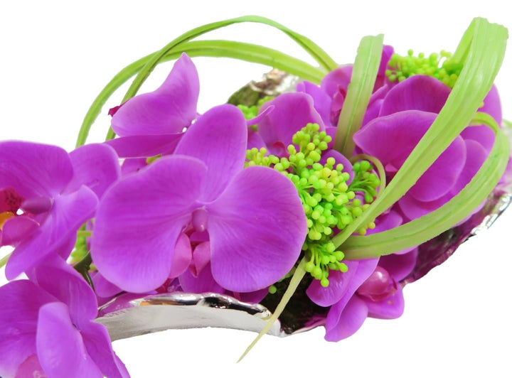 Orchids and Looped Grass in Platter - LDF SilkFlorals