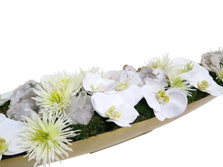 Orchids and Spider Mums with Crystals in Tray - LDF SilkFlorals