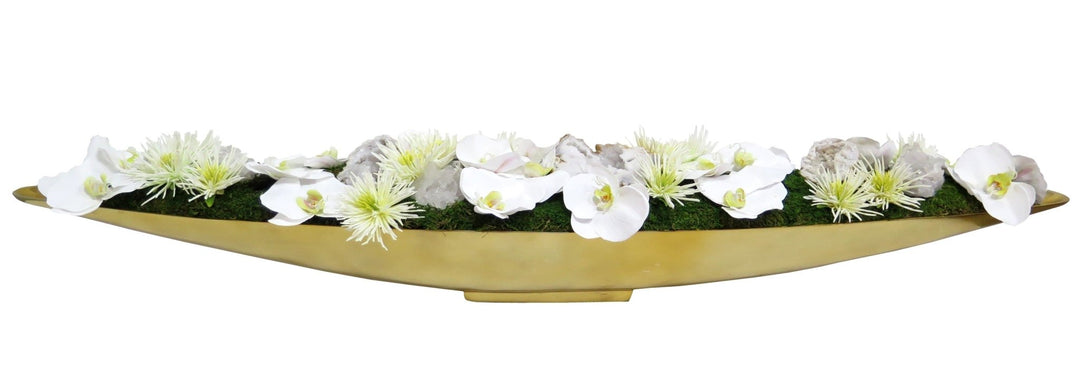 Orchids and Spider Mums with Crystals in Tray - LDF SilkFlorals