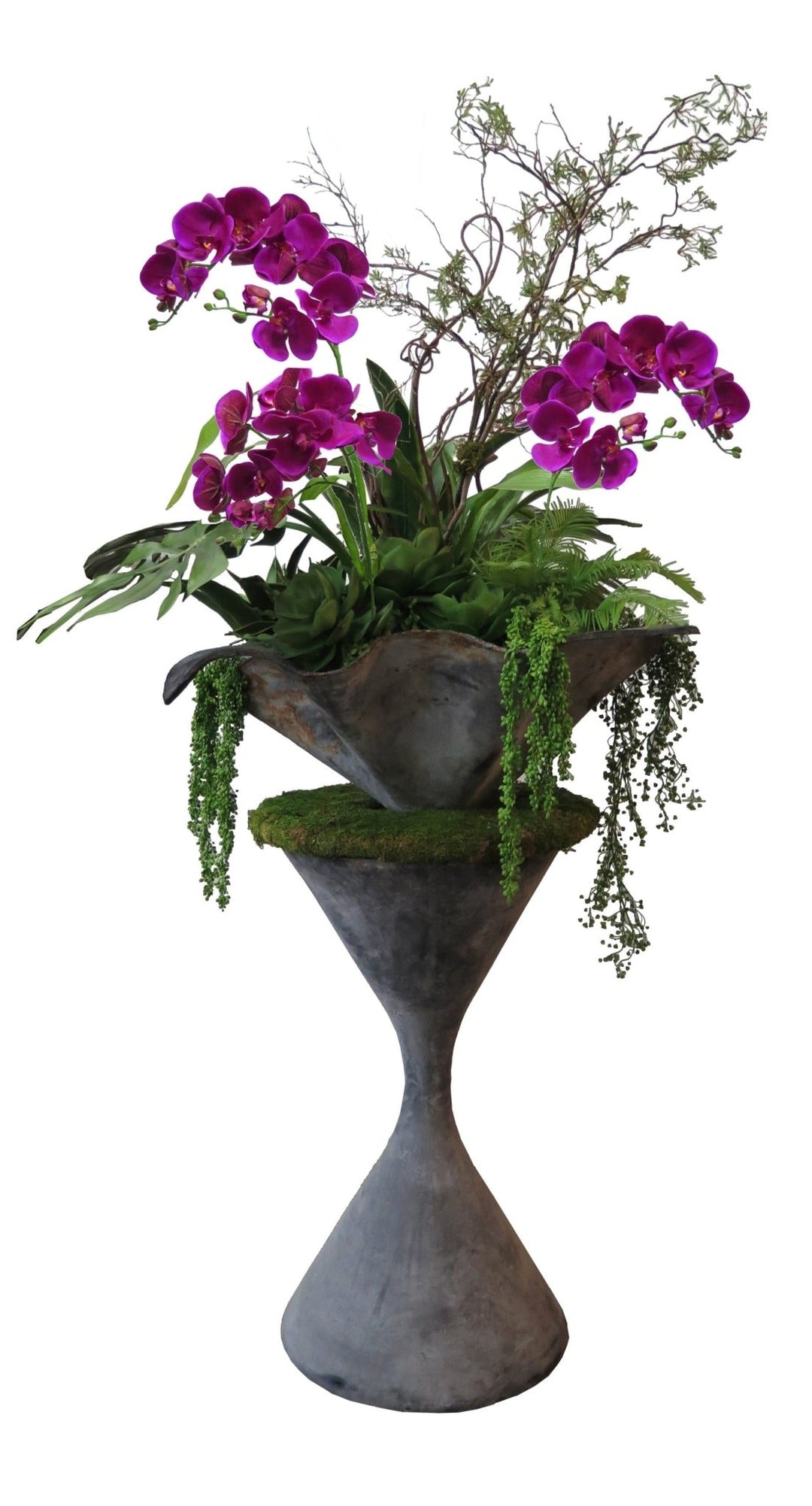 Orchids and Succulents in Vase - LDF SilkFlorals