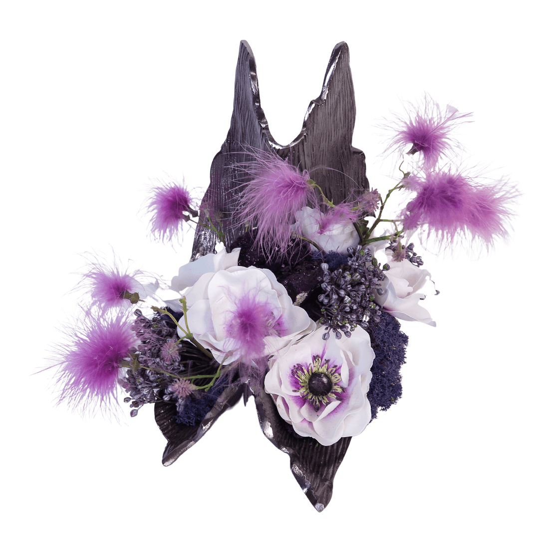 Poppy Anemone with Smoke Tree Blossom and Geode in Platter - LDF SilkHome & Garden