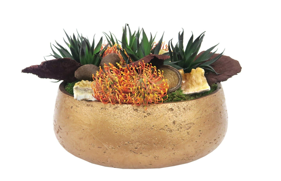 Protea and Agave with Crystals in Ceramic - LDF SilkSucculent