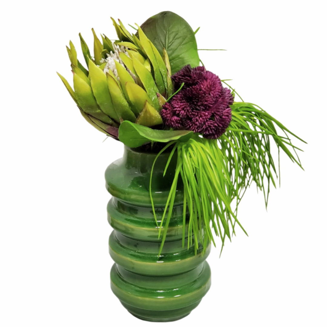 Protea, Seed Clusters and Hanging Grass in Ceramic 16"H - LDF Silk