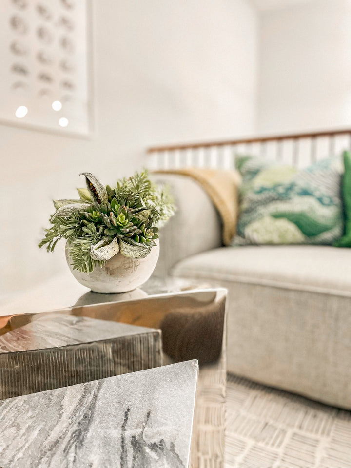Succulents and Dried Pods in Planter - LDF SilkSucculent