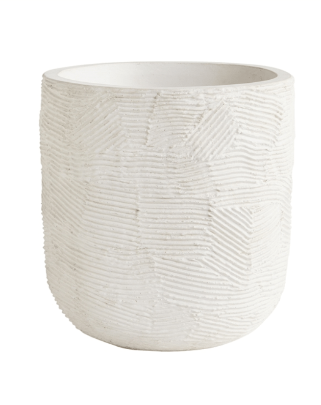 White Textured Concrete Round Container - LDF SilkCONTAINERS